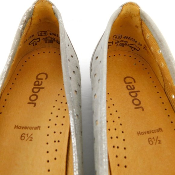 GABOR Perforated Brushed Silver Ballet Flats 6.5 UK - Picture 8 of 8